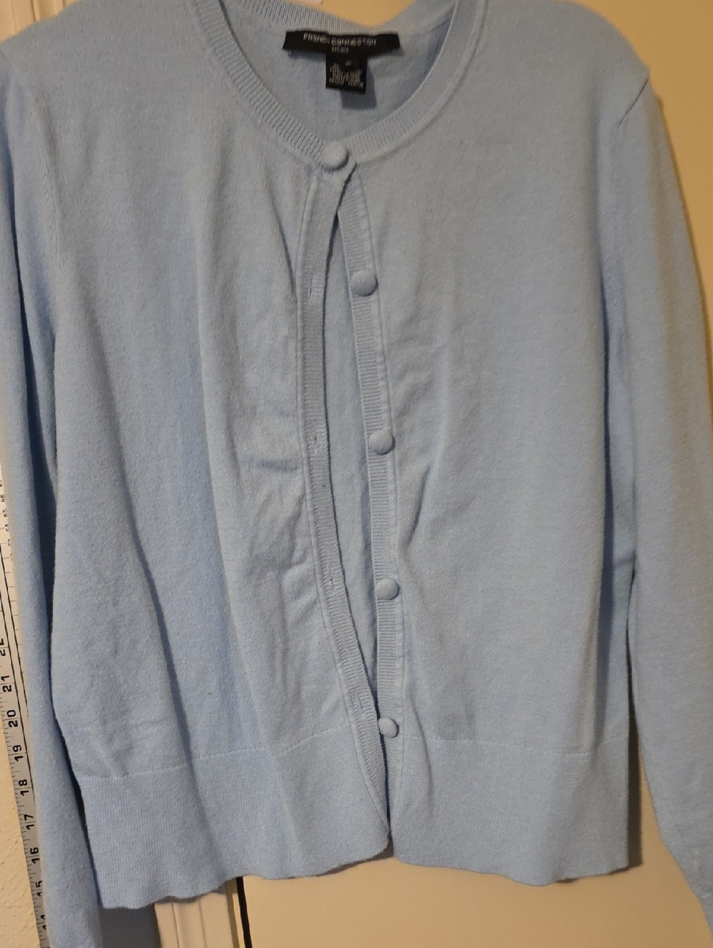 Talbots Pale Blue Button-Front Cashmere-Blend Cardigan